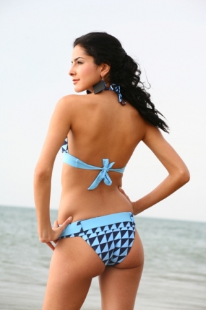Triangle Print Bikini - Blue & Navy